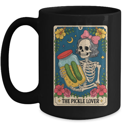 The Pickle Lover Pickles Tarot Card Messy Bun Skeleton Mug | siriusteestore