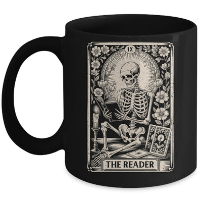 The Reader Tarot Card Funny Book Lover Skeleton Reading Book Mug | siriusteestore