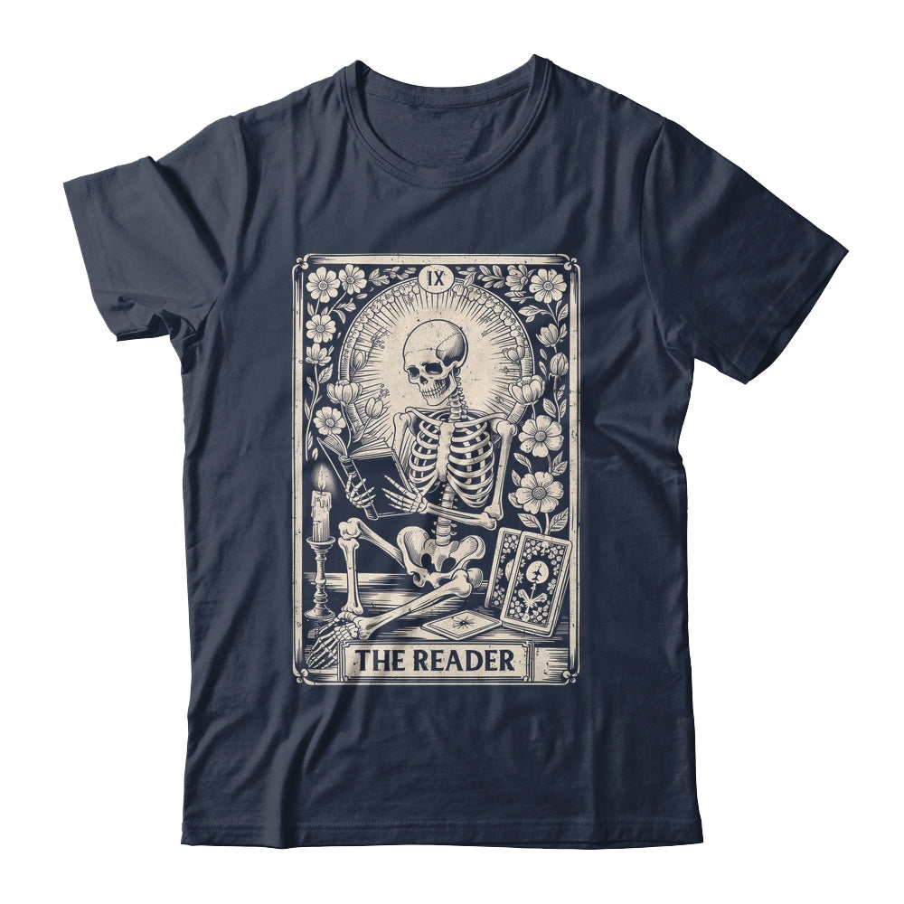 The Reader Tarot Card Funny Book Lover Skeleton Reading Book Shirt & Hoodie | siriusteestore
