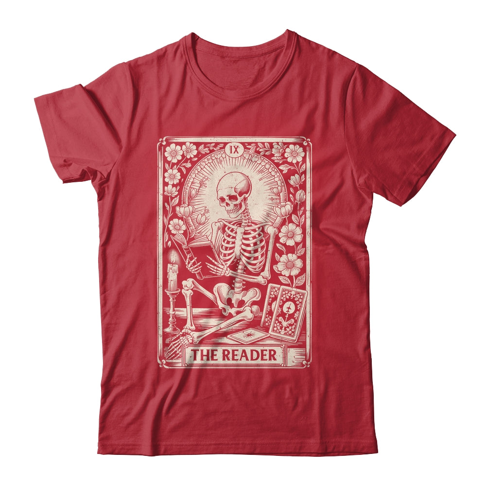 The Reader Tarot Card Funny Book Lover Skeleton Reading Book Shirt & Hoodie | siriusteestore