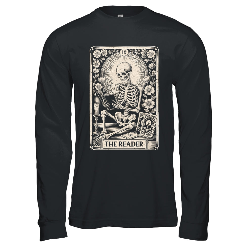 The Reader Tarot Card Funny Book Lover Skeleton Reading Book Shirt & Hoodie | siriusteestore