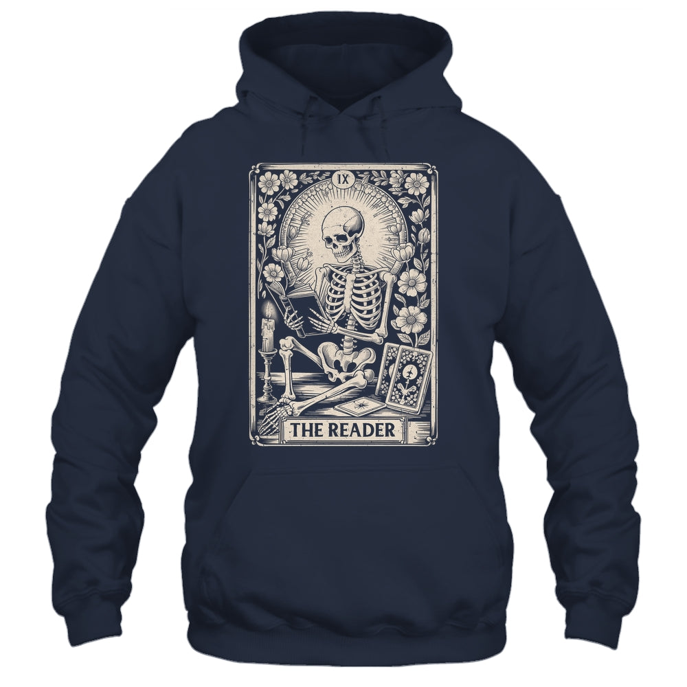The Reader Tarot Card Funny Book Lover Skeleton Reading Book Shirt & Hoodie | siriusteestore