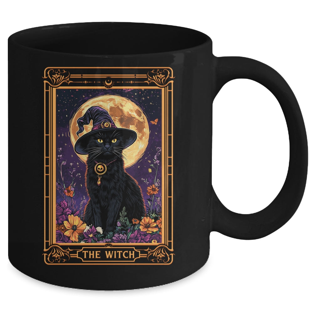 The Witch Cat Tarot Card Halloween Season Vintage Gothic Mug | siriusteestore