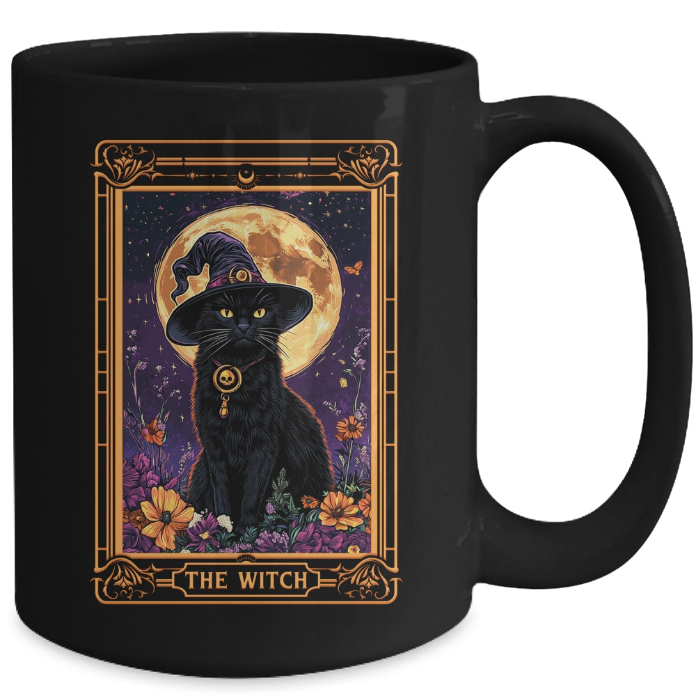 The Witch Cat Tarot Card Halloween Season Vintage Gothic Mug | siriusteestore