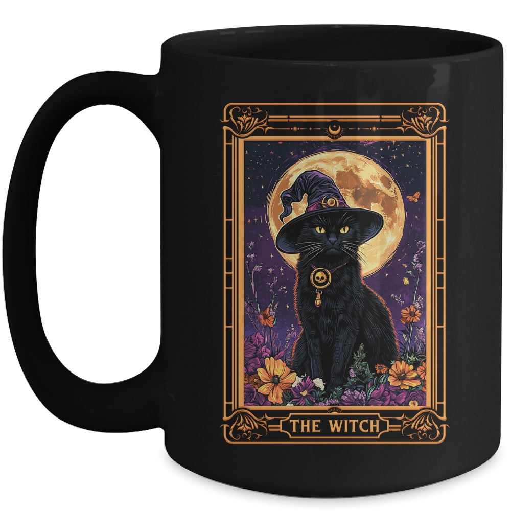 The Witch Cat Tarot Card Halloween Season Vintage Gothic Mug | siriusteestore