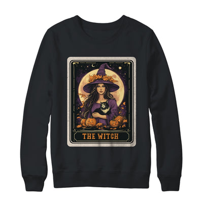 The Witch Retro Halloween Tarot Card Witch Black Cat Women Shirt & Sweatshirt | siriusteestore