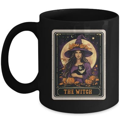 The Witch Retro Halloween Tarot Card Witch Black Cat Women Mug | siriusteestore