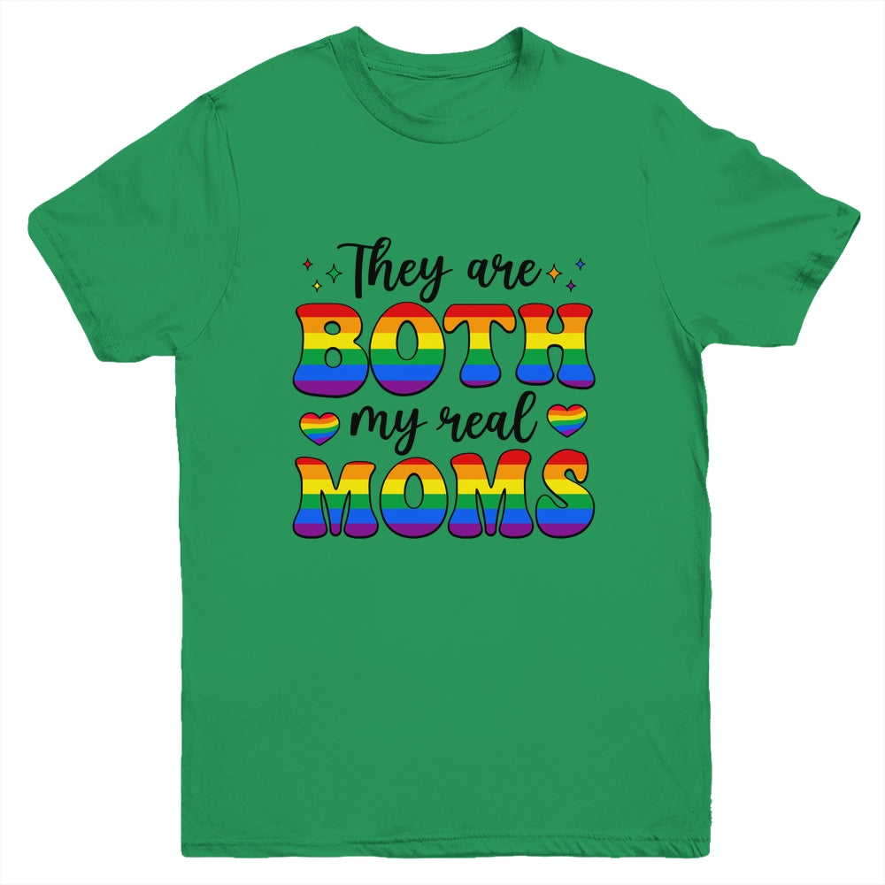 They Are Both My Real Moms Lesbian LGBTQ Pride Month Rainbow Youth Shirt | siriusteestore