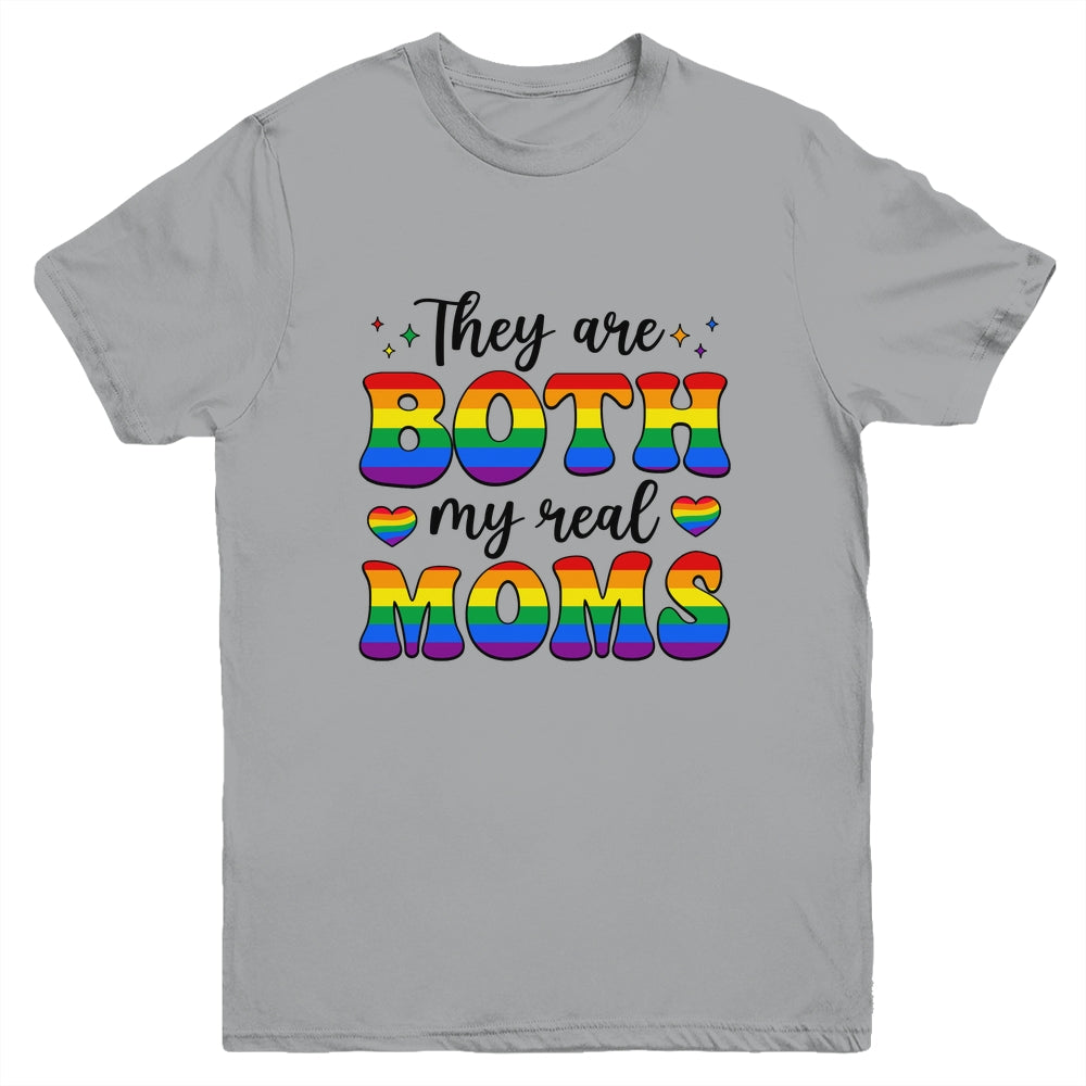 They Are Both My Real Moms Lesbian LGBTQ Pride Month Rainbow Youth Shirt | siriusteestore
