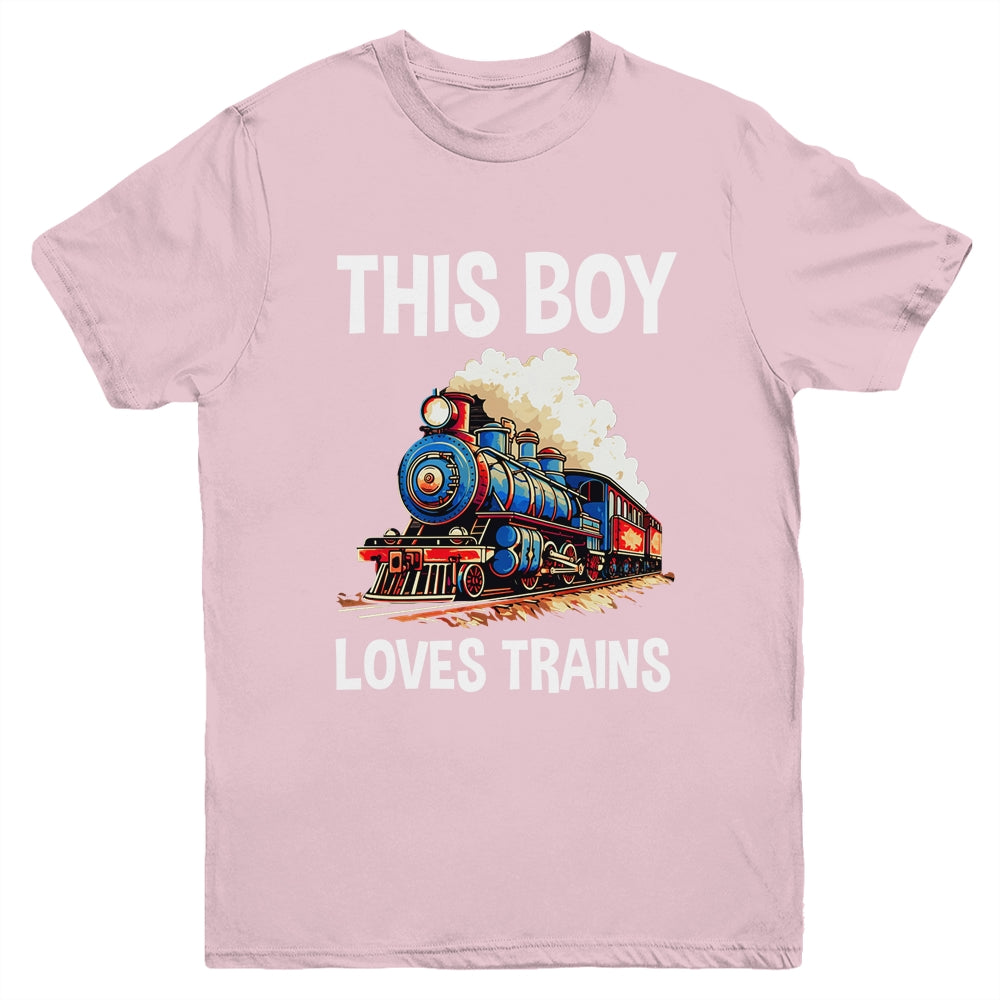 This Boy Loves Trains Railroad Lover For Boy Men Youth Shirt | siriusteestore
