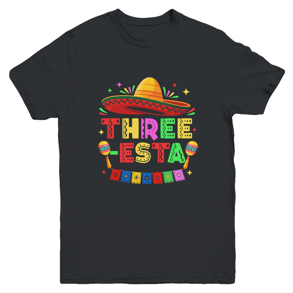 Three-Esta Fiesta Sombrero 3rd Birthday Mexican Outfit Youth Shirt | siriusteestore