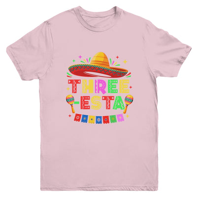 Three-Esta Fiesta Sombrero 3rd Birthday Mexican Outfit Youth Shirt | siriusteestore