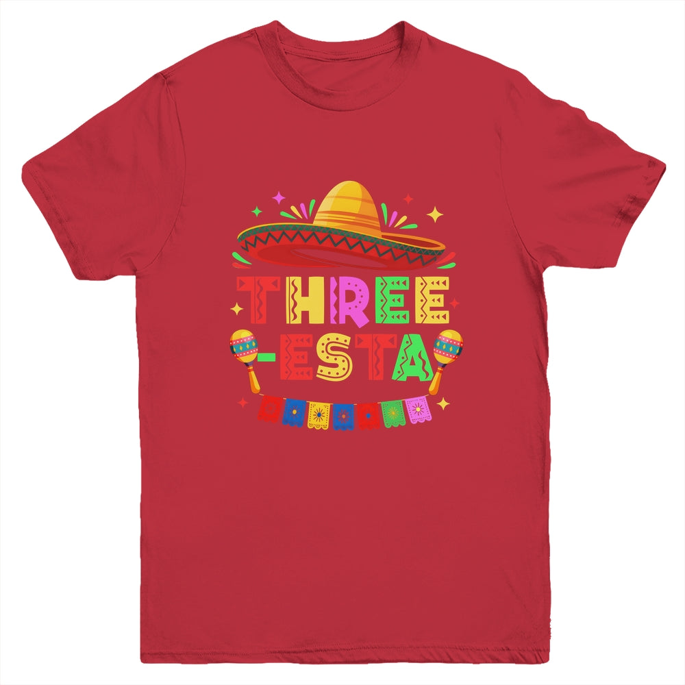 Three-Esta Fiesta Sombrero 3rd Birthday Mexican Outfit Youth Shirt | siriusteestore