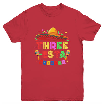 Three-Esta Fiesta Sombrero 3rd Birthday Mexican Outfit Youth Shirt | siriusteestore