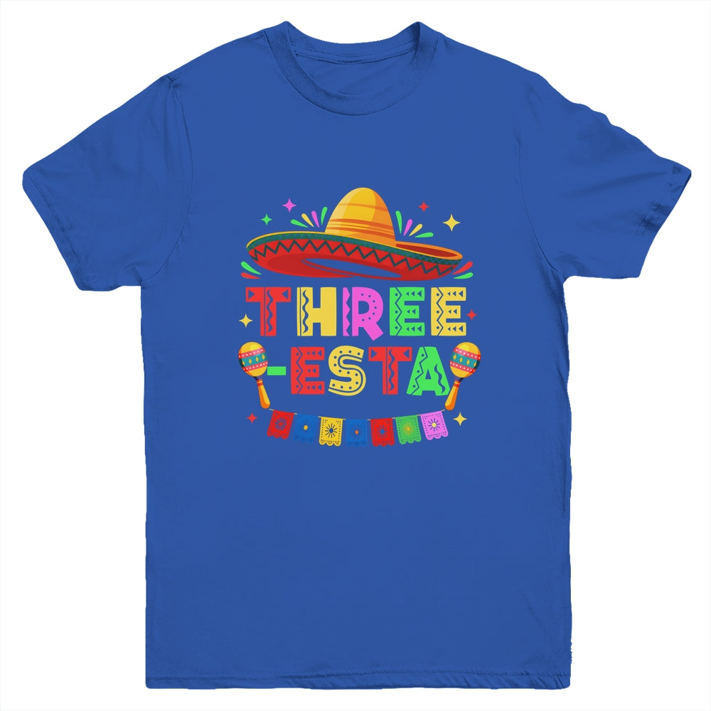 Three-Esta Fiesta Sombrero 3rd Birthday Mexican Outfit Youth Shirt | siriusteestore