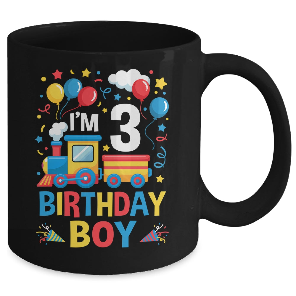 Three 3yr 3rd Kids Boys Girls Train Birthday Boy 3 Years Old Mug | siriusteestore