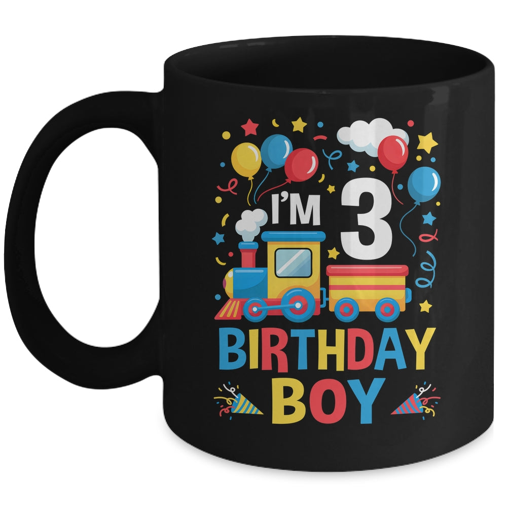 Three 3yr 3rd Kids Boys Girls Train Birthday Boy 3 Years Old Mug | siriusteestore