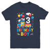 Three 3yr 3rd Kids Boys Girls Train Birthday Boy 3 Years Old Youth Shirt | siriusteestore
