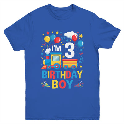 Three 3yr 3rd Kids Boys Girls Train Birthday Boy 3 Years Old Youth Shirt | siriusteestore