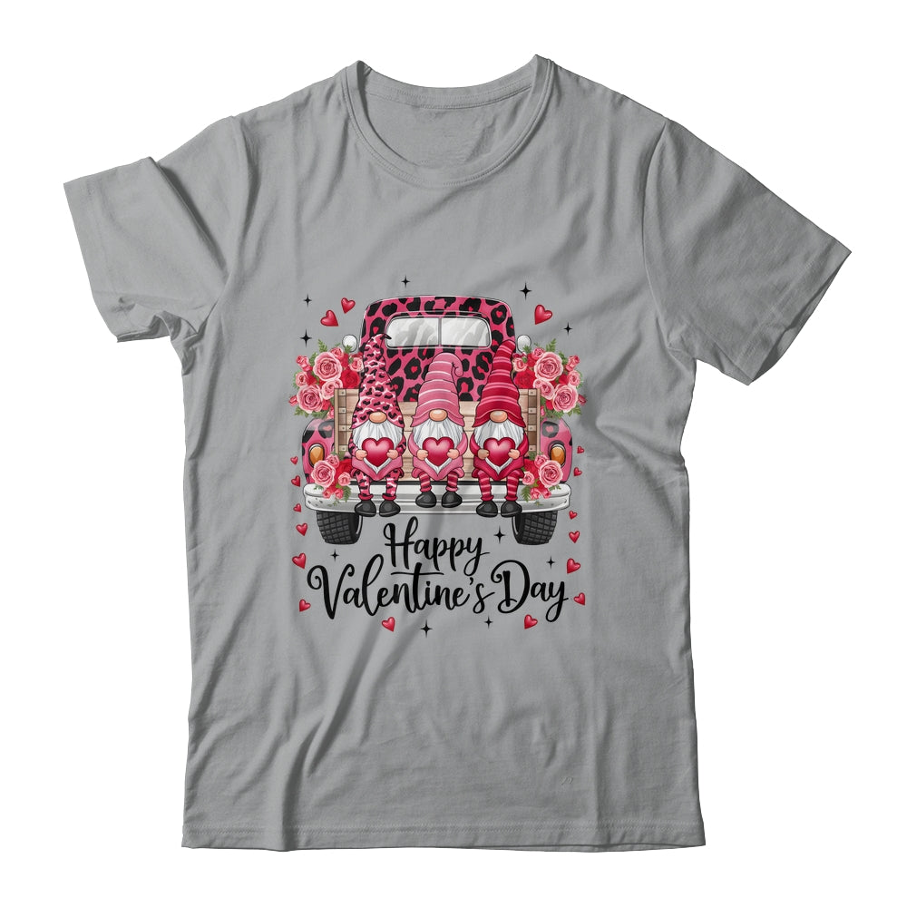 Three Gnomes And Leopard Truck Happy Valentine's Day Shirt & Sweatshirt | siriusteestore