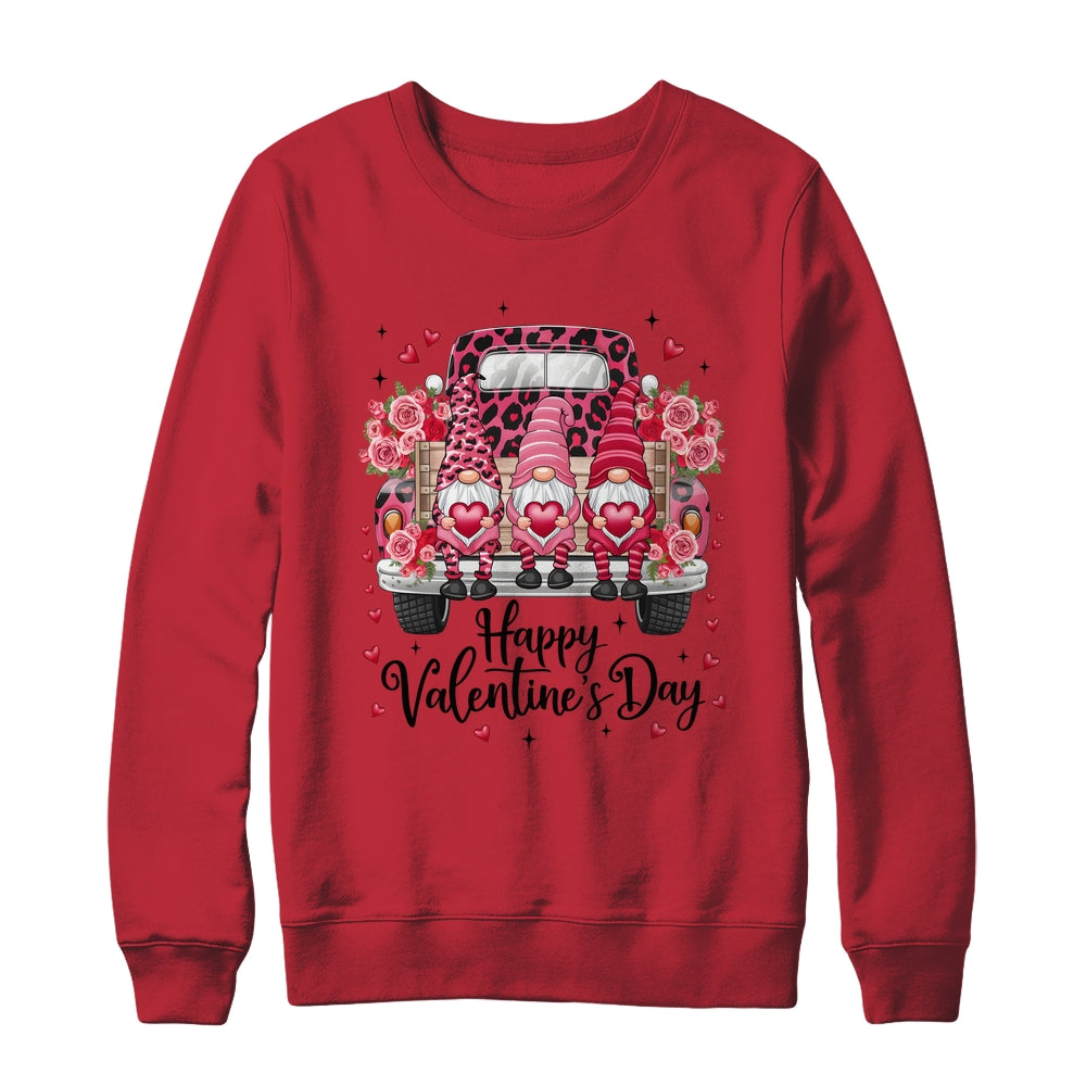 Three Gnomes And Leopard Truck Happy Valentine's Day Shirt & Sweatshirt | siriusteestore