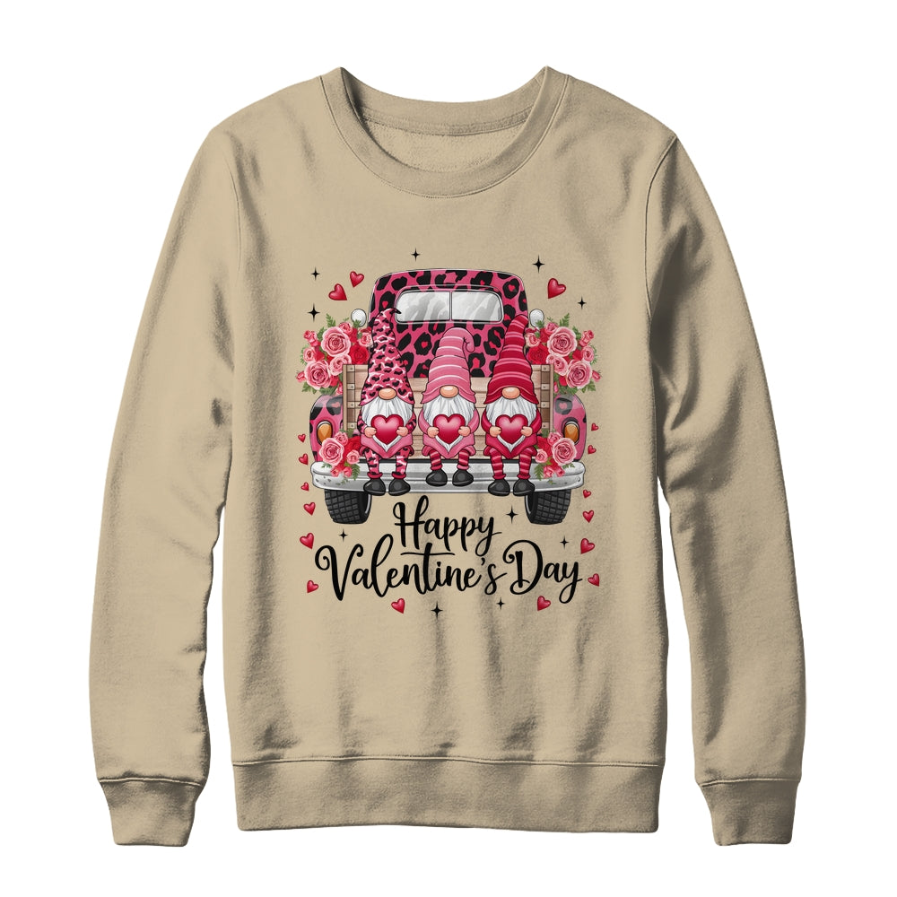 Three Gnomes And Leopard Truck Happy Valentine's Day Shirt & Sweatshirt | siriusteestore