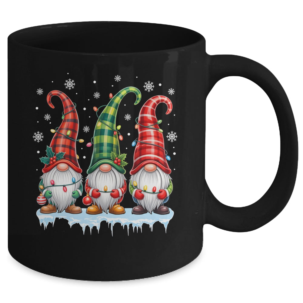 Three Gnomes Men Women Buffalo Plaid Red Christmas Mug | siriusteestore