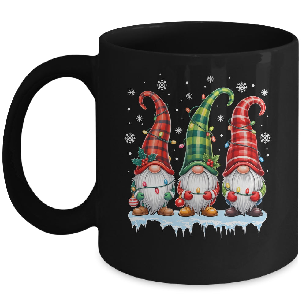 Three Gnomes Men Women Buffalo Plaid Red Christmas Mug | siriusteestore