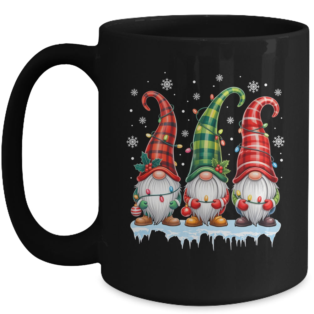 Three Gnomes Men Women Buffalo Plaid Red Christmas Mug | siriusteestore