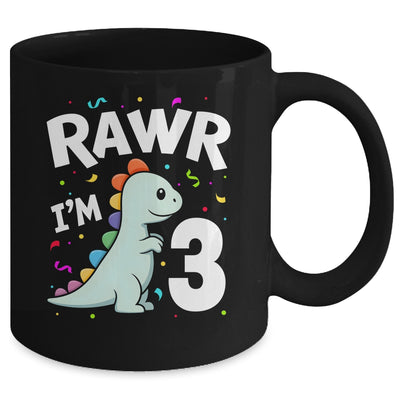 Three Rawr I'm 3 Years Old T Rex Dinosaur 3rd Birthday Boys Mug | siriusteestore