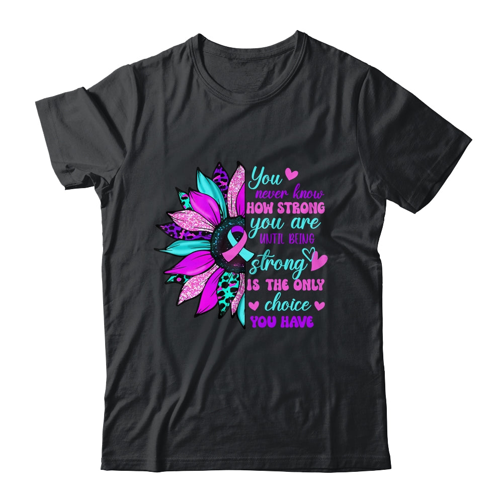Thyroid Cancer Awareness Strong Warrior Ribbon Sunflower Shirt & Hoodie | siriusteestore