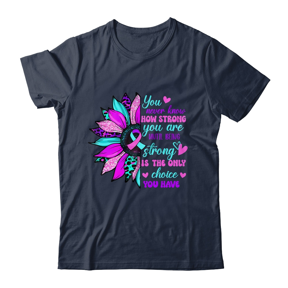 Thyroid Cancer Awareness Strong Warrior Ribbon Sunflower Shirt & Hoodie | siriusteestore