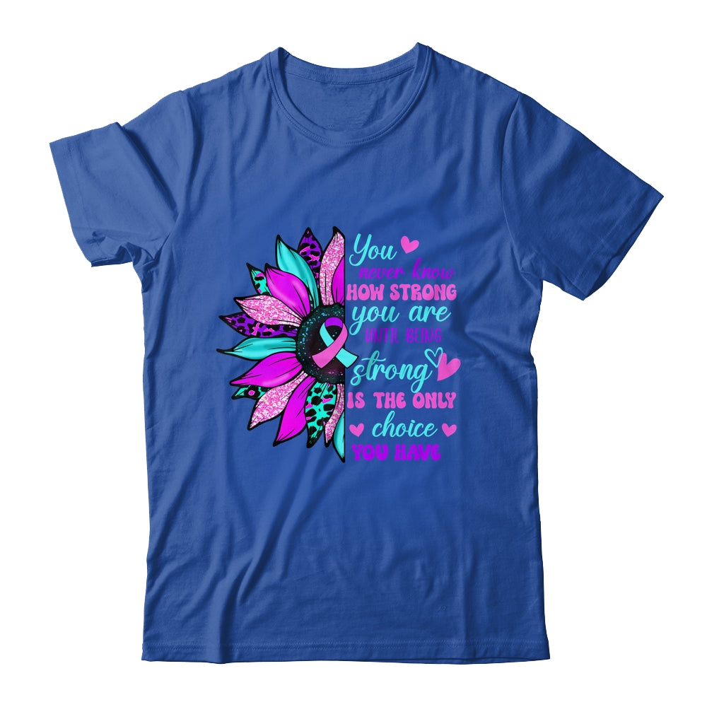 Thyroid Cancer Awareness Strong Warrior Ribbon Sunflower Shirt & Hoodie | siriusteestore