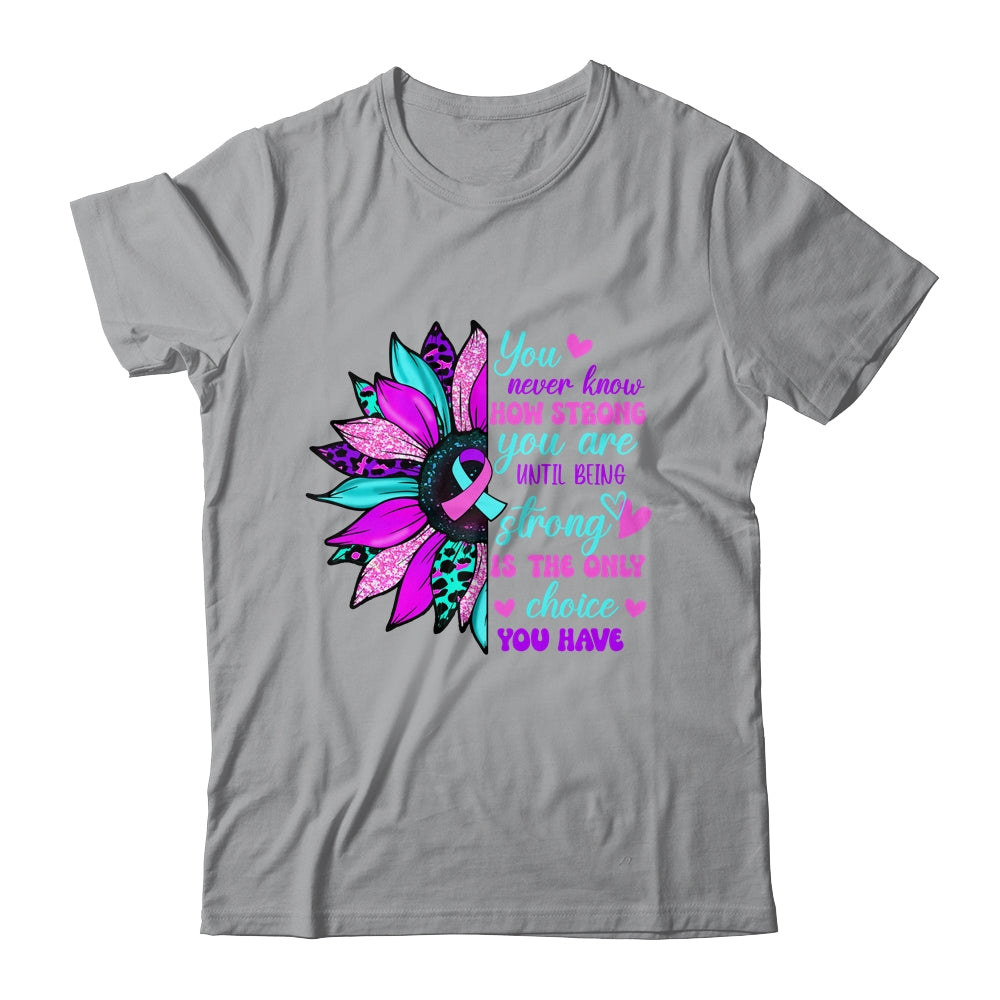 Thyroid Cancer Awareness Strong Warrior Ribbon Sunflower Shirt & Hoodie | siriusteestore