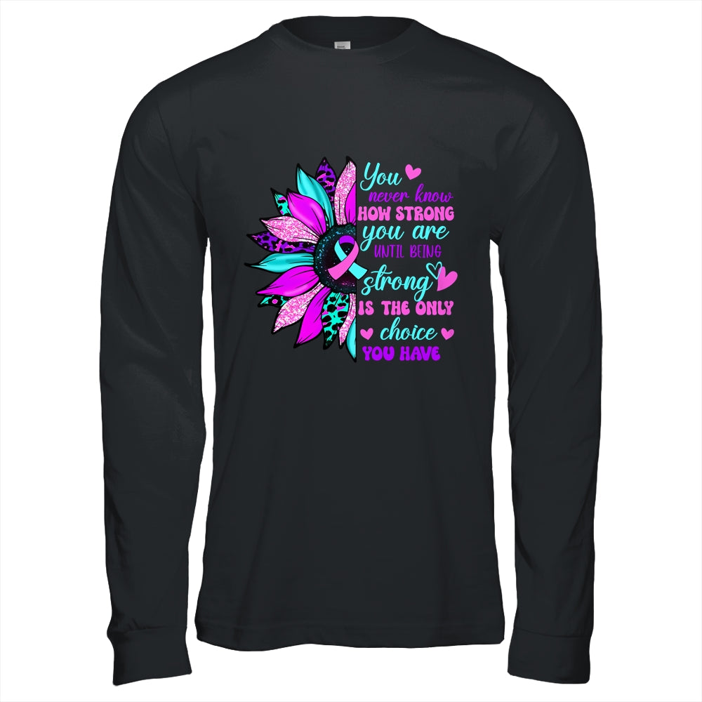 Thyroid Cancer Awareness Strong Warrior Ribbon Sunflower Shirt & Hoodie | siriusteestore