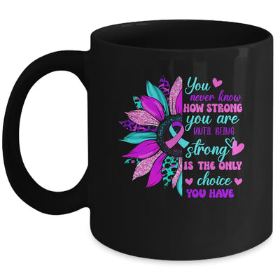 Thyroid Cancer Awareness Strong Warrior Ribbon Sunflower Mug | siriusteestore