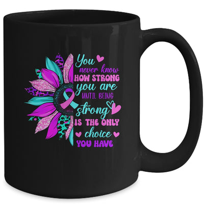 Thyroid Cancer Awareness Strong Warrior Ribbon Sunflower Mug | siriusteestore