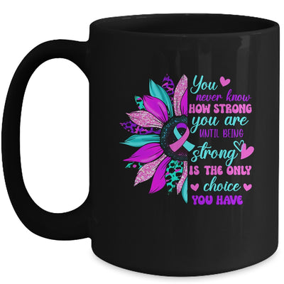 Thyroid Cancer Awareness Strong Warrior Ribbon Sunflower Mug | siriusteestore