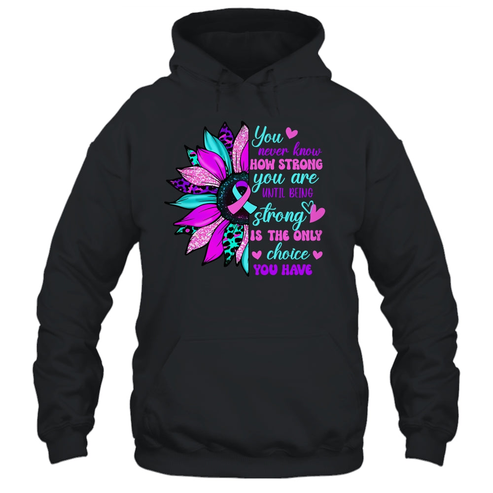 Thyroid Cancer Awareness Strong Warrior Ribbon Sunflower Shirt & Hoodie | siriusteestore