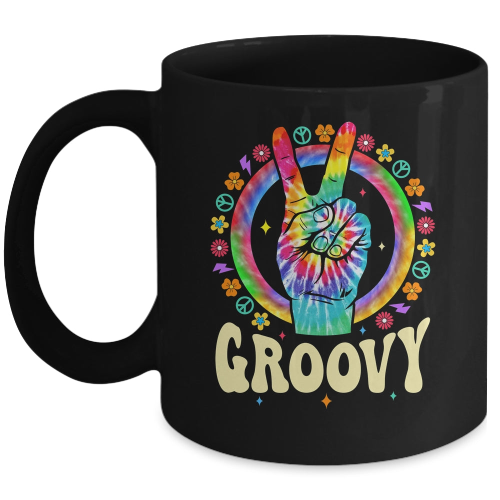 Tie Dye Peace Sign Love Groovy Hippie Party For Women Girls Mug | siriusteestore