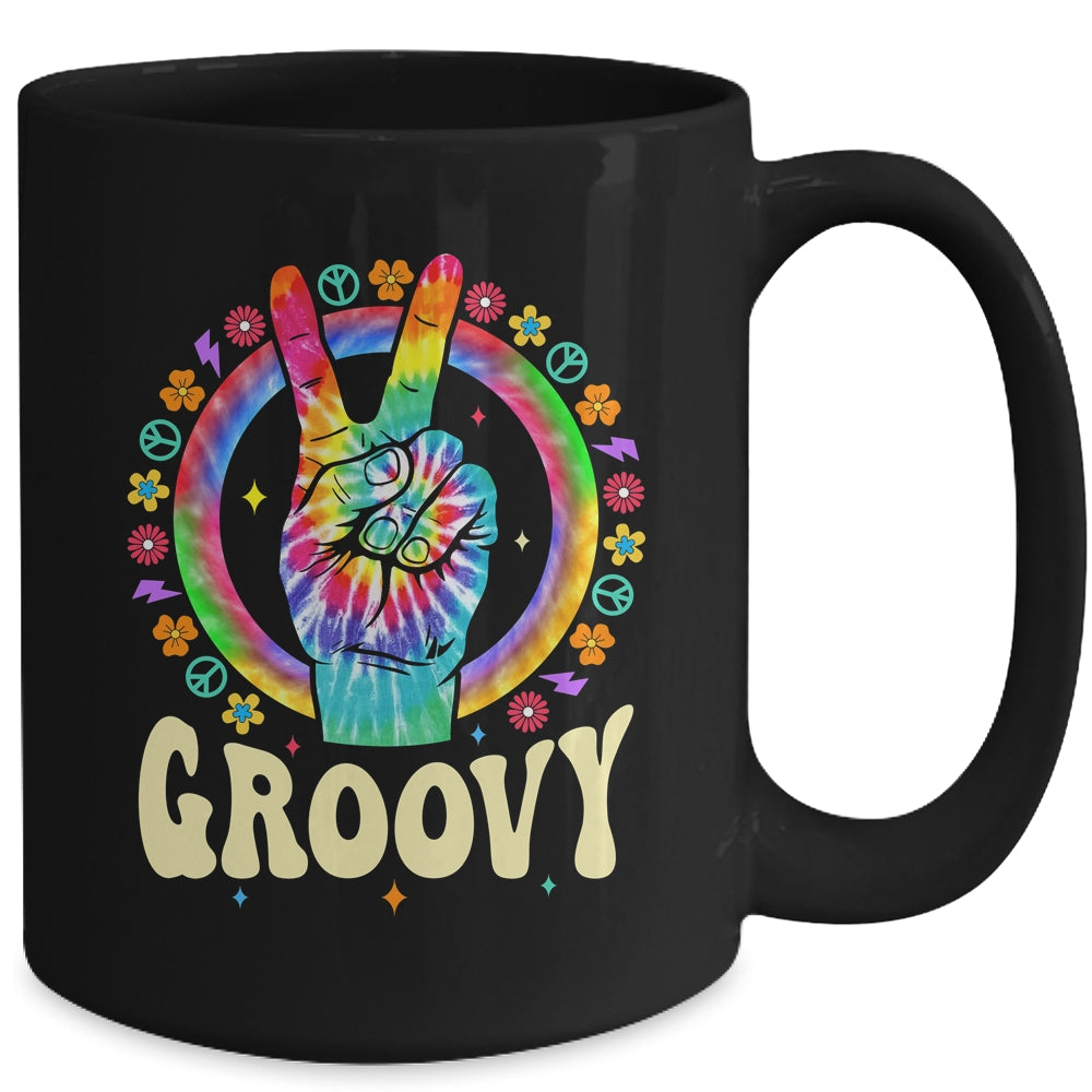 Tie Dye Peace Sign Love Groovy Hippie Party For Women Girls Mug | siriusteestore