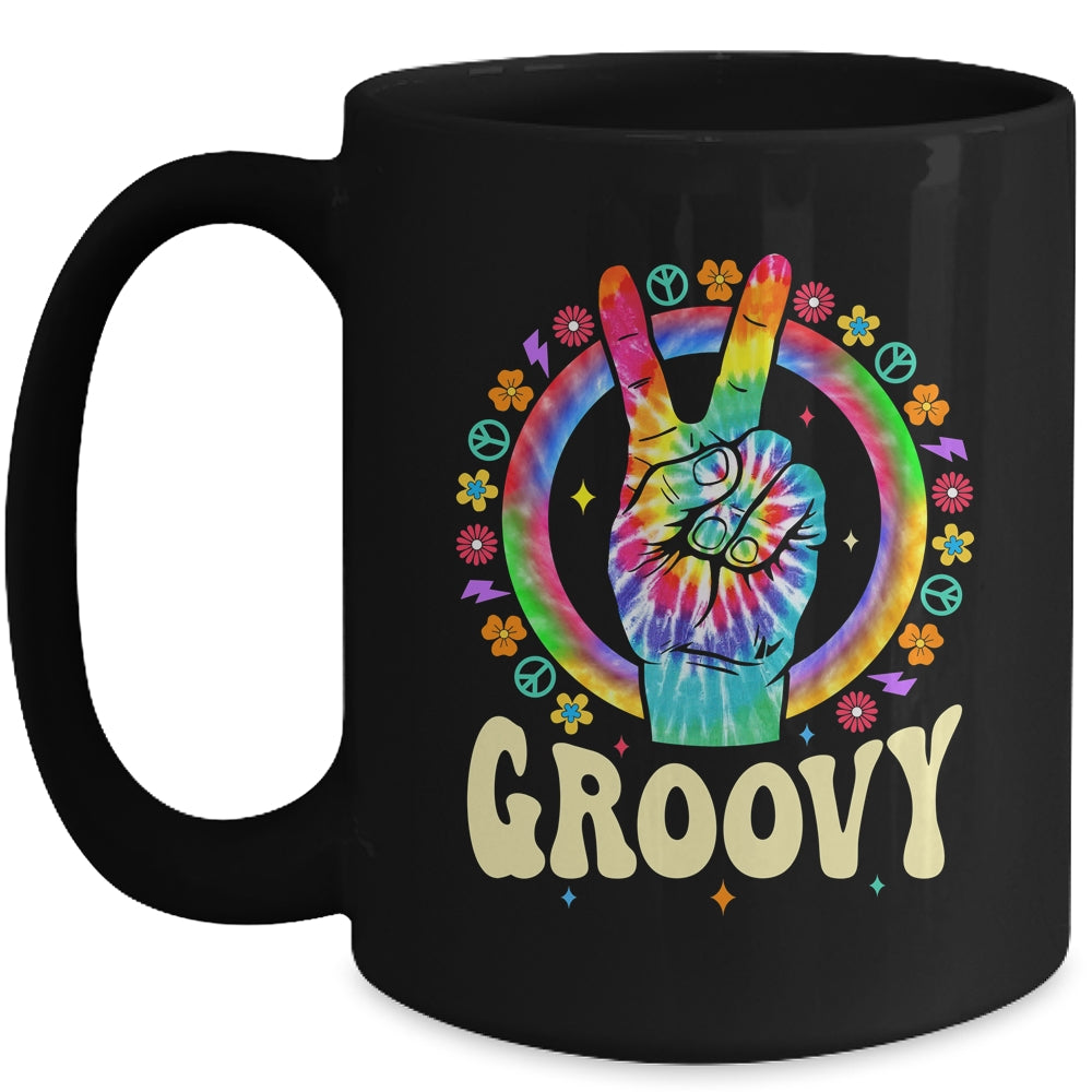 Tie Dye Peace Sign Love Groovy Hippie Party For Women Girls Mug | siriusteestore