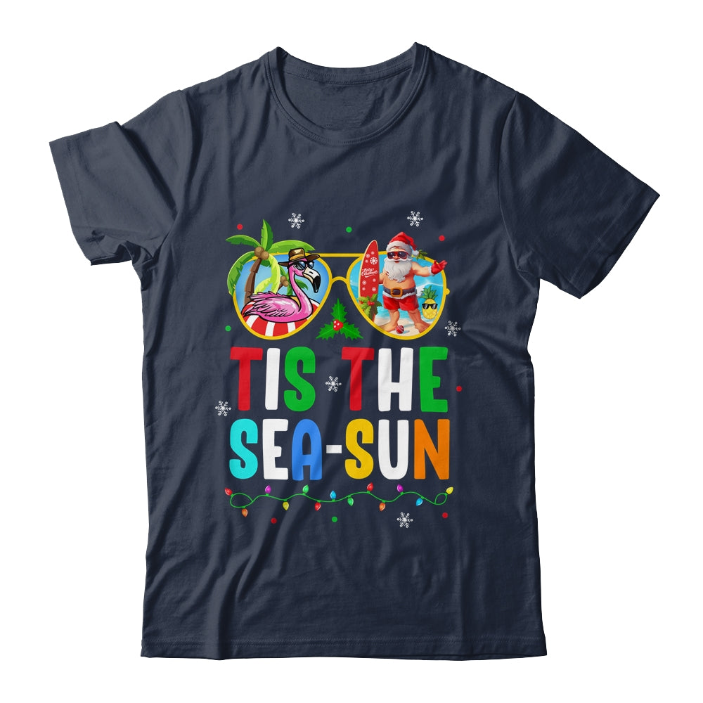 Tis The Sea Sun Santa Beach Summer Christmas In July Summer Shirt & Tank Top | siriusteestore