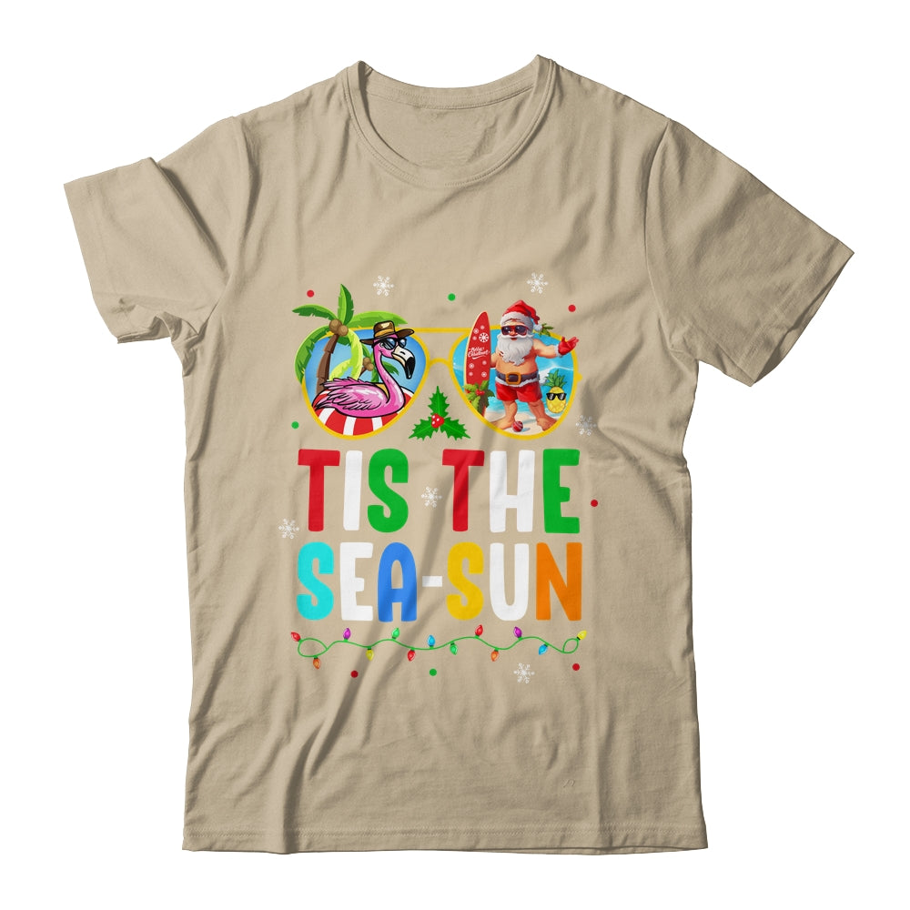Tis The Sea Sun Santa Beach Summer Christmas In July Summer Shirt & Tank Top | siriusteestore