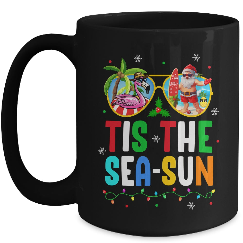Tis The Sea Sun Santa Beach Summer Christmas In July Summer Mug | siriusteestore