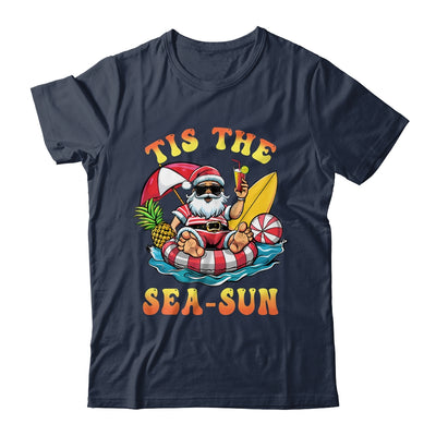 Tis The Sea Sun Santa Surfing Christmas In July Tropical Shirt & Tank Top | siriusteestore