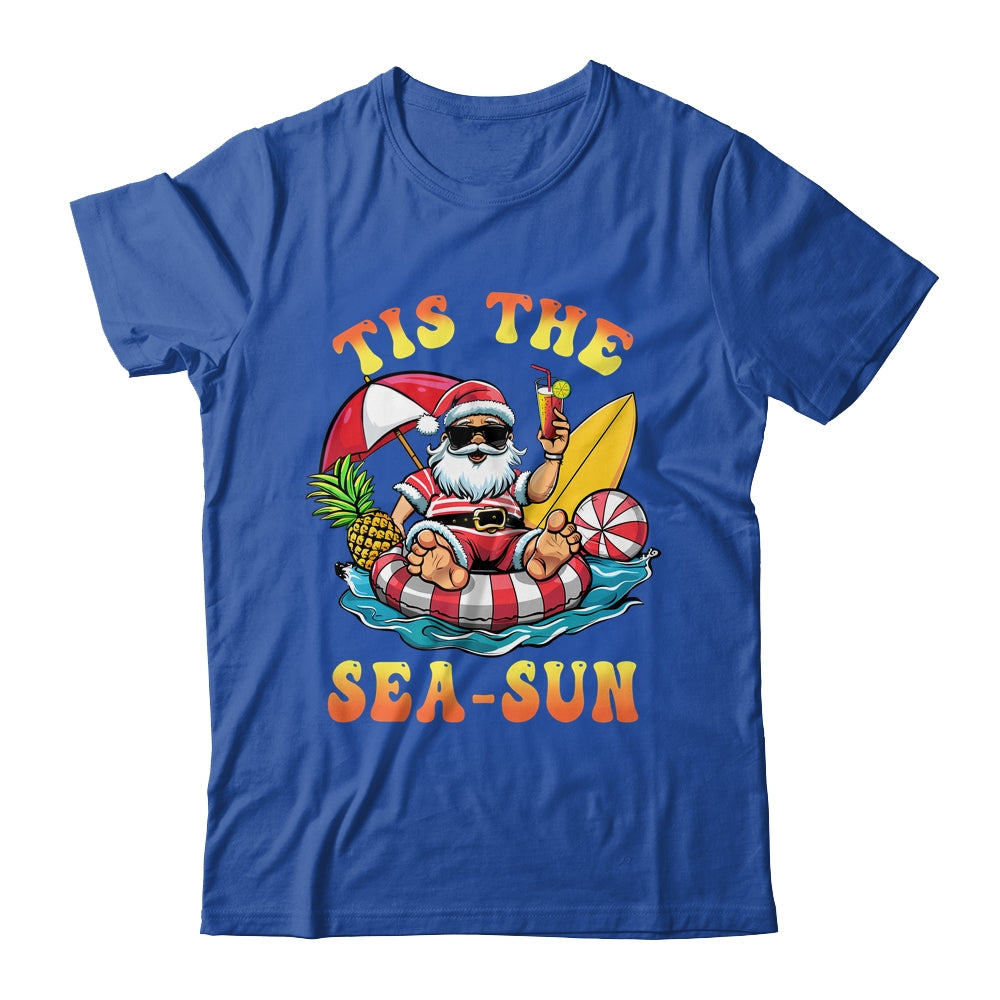 Tis The Sea Sun Santa Surfing Christmas In July Tropical Shirt & Tank Top | siriusteestore