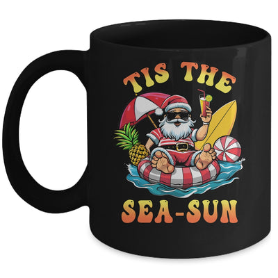Tis The Sea Sun Santa Surfing Christmas In July Tropical Mug | siriusteestore