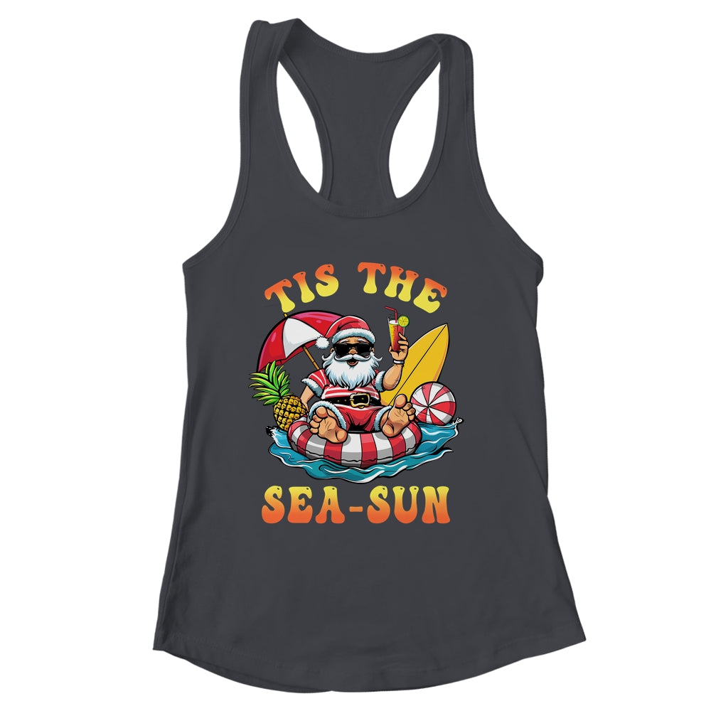 Tis The Sea Sun Santa Surfing Christmas In July Tropical Shirt & Tank Top | siriusteestore
