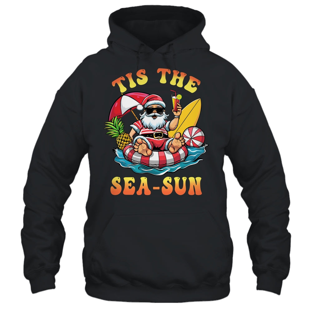 Tis The Sea Sun Santa Surfing Christmas In July Tropical Shirt & Tank Top | siriusteestore